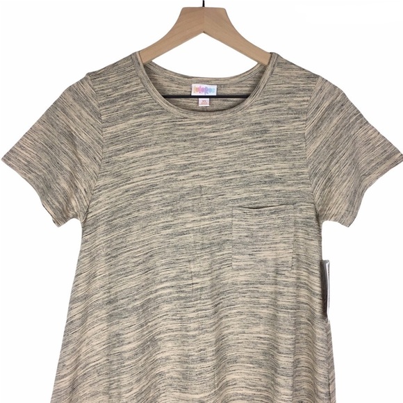 LULAROE Carly Dress Short Sleeve Hi Lo Hem Heathered Swing Lagenlook Modest XS - Picture 2 of 11